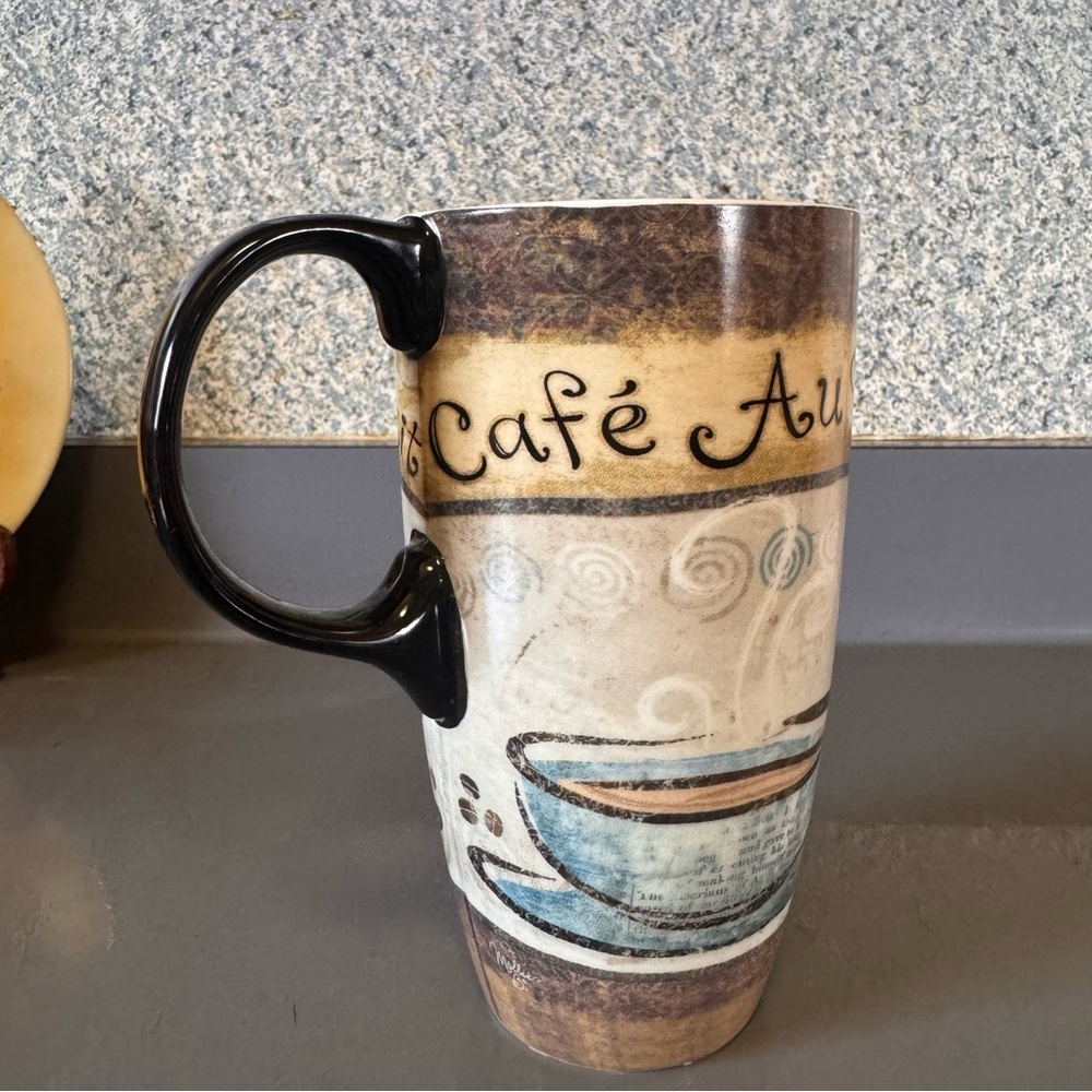 Cypress Home | Tall Ceramic Travel Mugs 17 oz Handle Coffee Cup, Cafe
